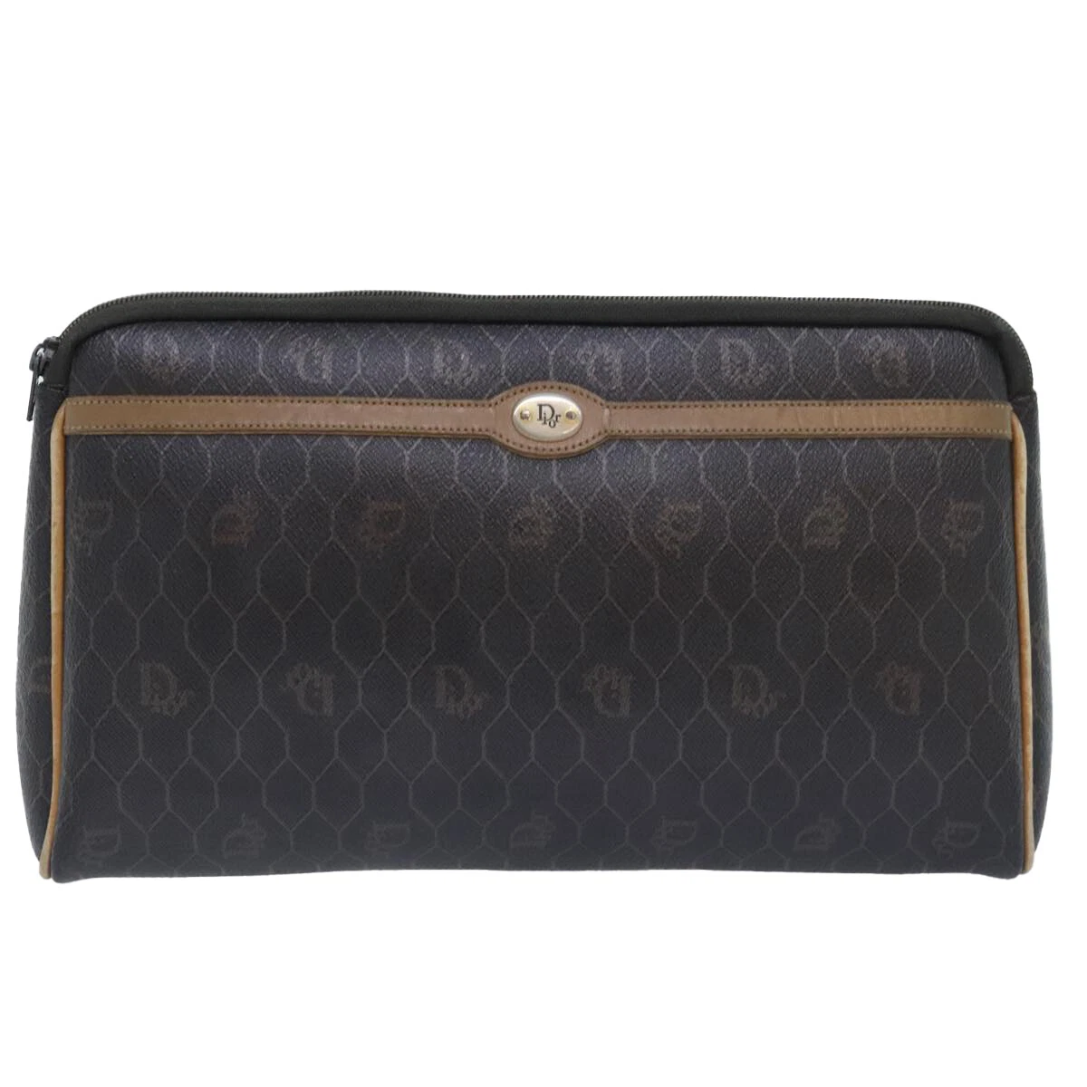 Sac pochette toile marron Dior authentique