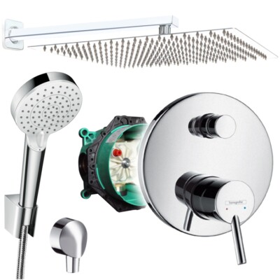 Unterputz Duschsystem mit Kopfbrause 360x360, Crometta, iBox, Hansgrohe Talis S