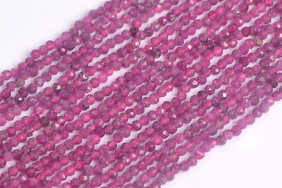 2MM Genuine Natural Purple Red Ruby Beads Grade AAA Faceted Round Loose Bead 15''