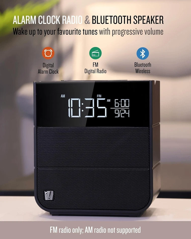 Sound Rise II: Compact Bedside Alarm Clock & Bluetooth Speaker with USB Charging - Image 4 of 4