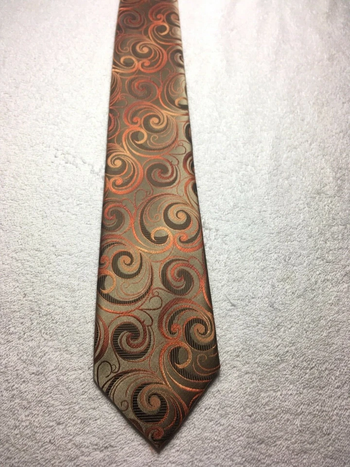 JOHN ASHFORD CORBATA PARA HOMBRE DORADA CON TONOS DE NARANJAS 3,25 X 61 Foto 2 de 4