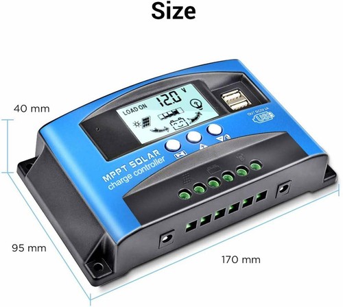 MPPT 100A Solar Panel Charge Controller 12V 24V Regulator Auto Dual LCD USB - Picture 3 of 11
