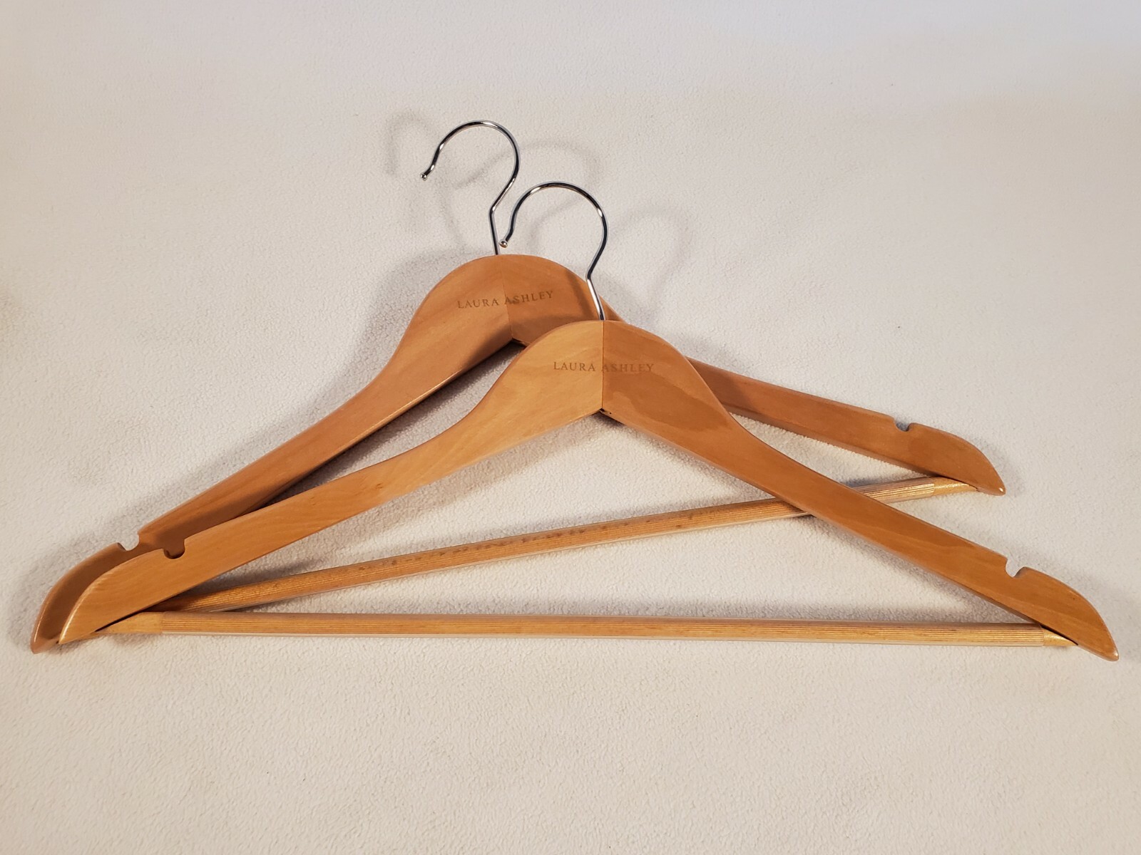 (2) Vintage Laura Ashley Blonde Wood Hangers eBay