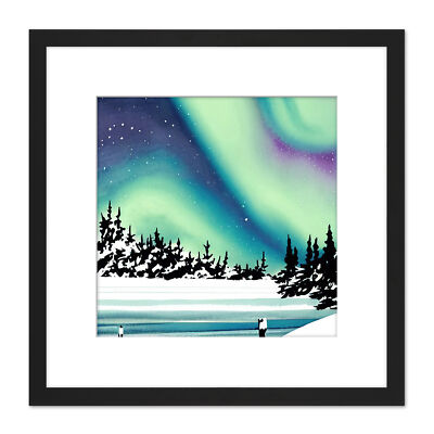 Aurora Borealis Nordlichter Schottland Quadrat gerahmter Wandkunstdruck 8 x 8 Zoll