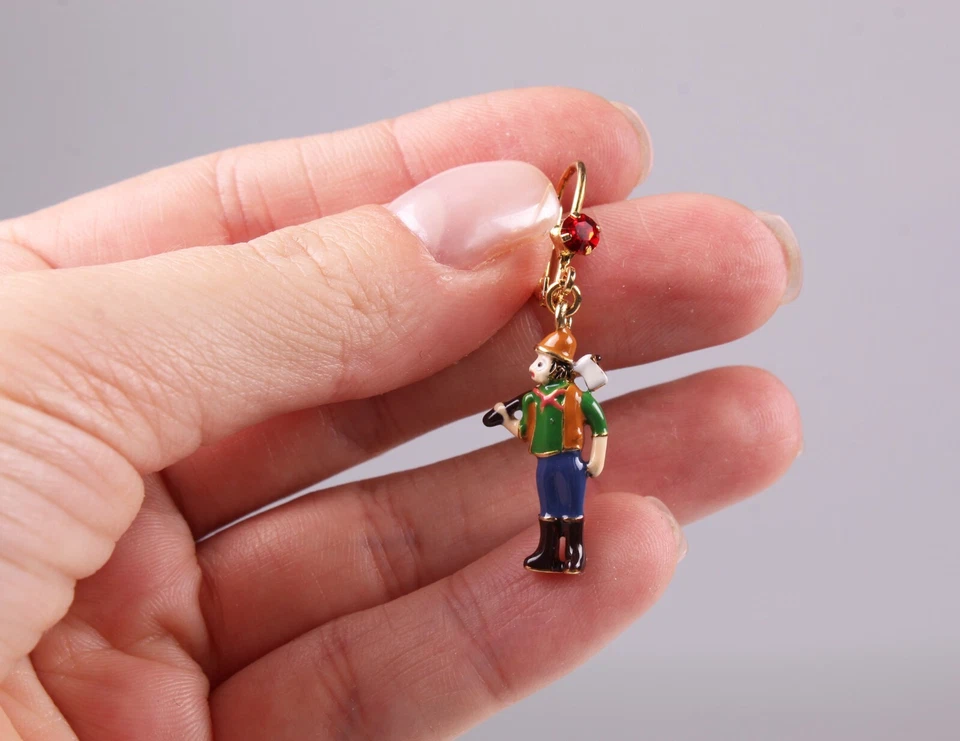 Pendientes Les Nereides Paris N2 Leñador Dijes Esmalte Multicolor OS Foto 2 de 4