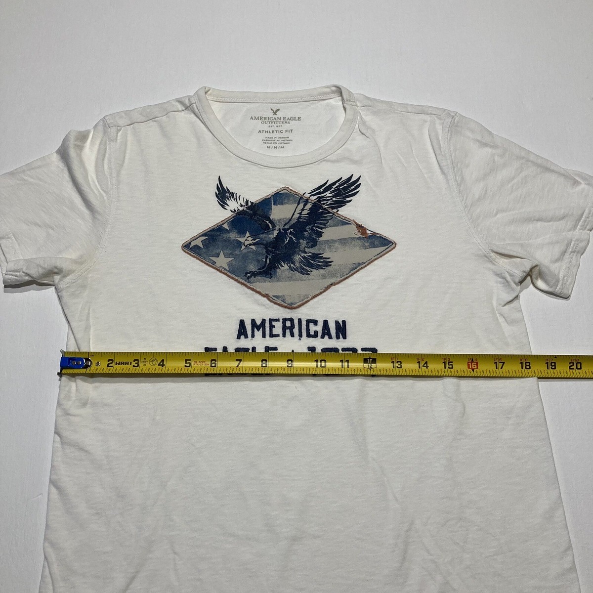 Men's American Eagle 1977 White Graphic Athletic Fit Short