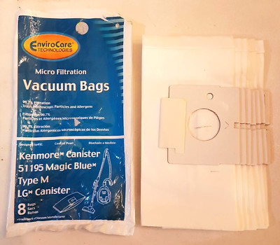 Kenmore LG Canister 51195 Filter Bags LOT of 7 Magic Blue Type M Vacuum Cleaner