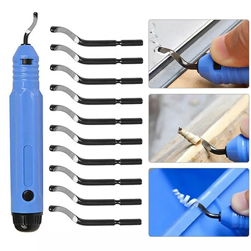 Manual Deburring Tool Kit & 10X Blades Set High-Speed Steel Rotary Removal  Burr