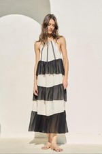 Cream/Black Halter Dress Size Small