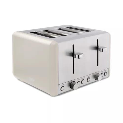 Tower T20051MSH Cavaletto 4-Slice Toaster with Defrost/Reheat, 1800W, Latte