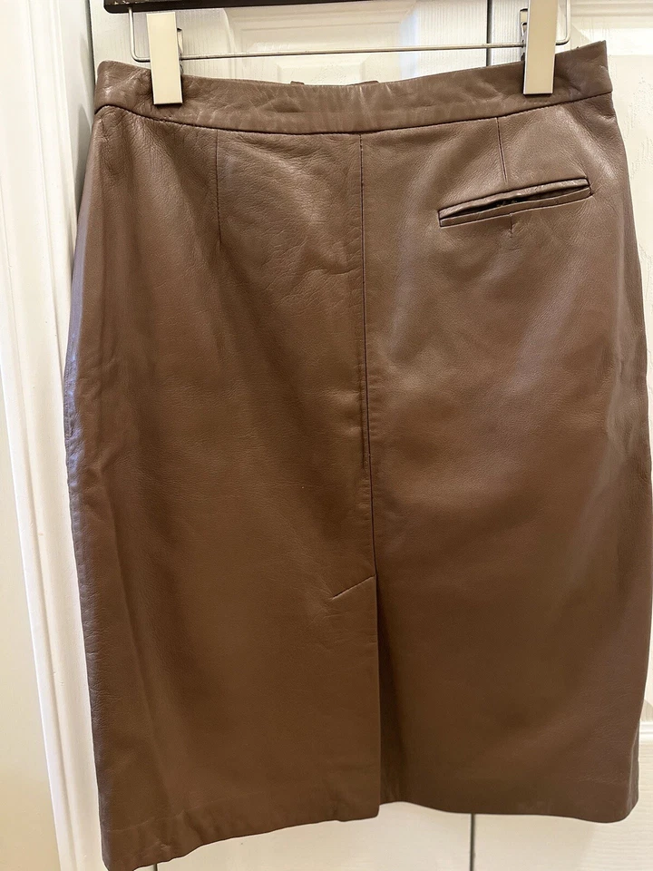 Falda Hugo Buscati Cuero Marrón Talla 8 Foto 2 de 4