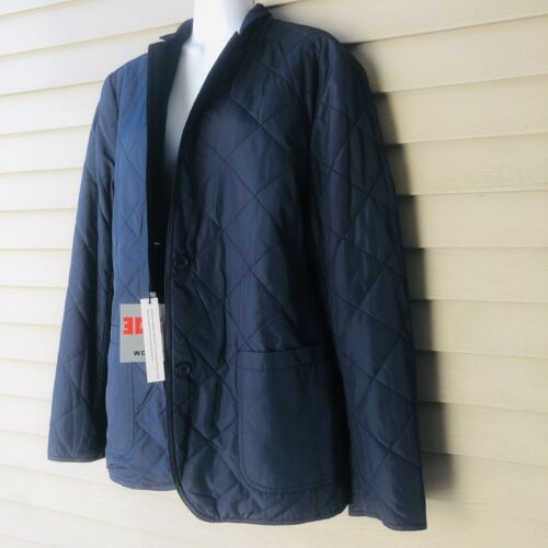 EDGE by WD * NY Reversible Women’s Size Medium Navy Quilted Button Down Jacket - Picture 2 of 12