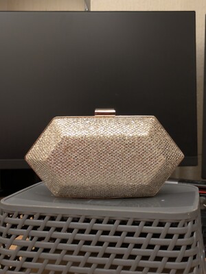 Miss KG Gold Glitter Sequins Clutch Bag Purse Kurt Geiger Good