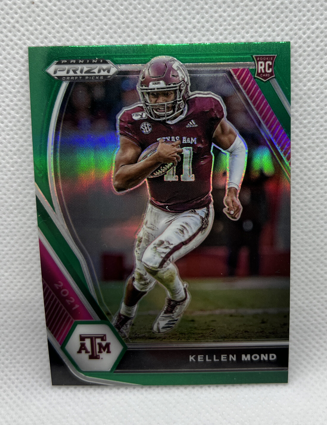 Kellen Mond 2021 Panini Prizm Draft Picks RC Green Prizm #132 Vikings Texas A&M
