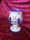 Vintage Blue and Milk Bohemian Glass Vase, Czechoslovakia porcelain