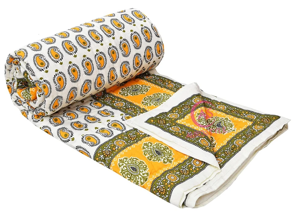 Colcha acolchada floral hecha a mano india de algodón Jaipuri Razai Foto 4 de 4