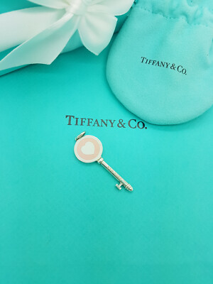 Tiffany & Co. RARE Heart Sterling Silver and Pink Enamel Pound Key pendant Only