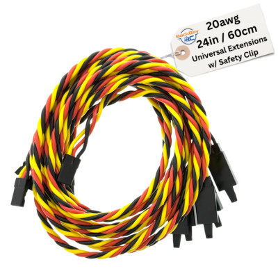BackBayRC - 24in 20awg Universal (JR Futaba Compatible) Servo Extensions w/ Clip