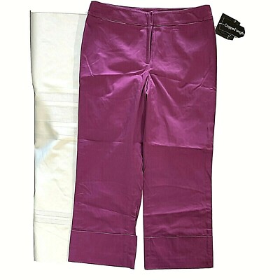 APOSTROPHE~Women Stretch sateen cropped pants Sz 2 pkts new w/tag cuffed