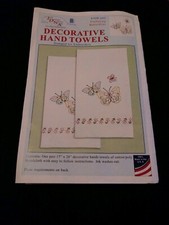 JDNA Decorative Hand / Dish Towels Fluttering Butterflies Stitch Embroidery Kit