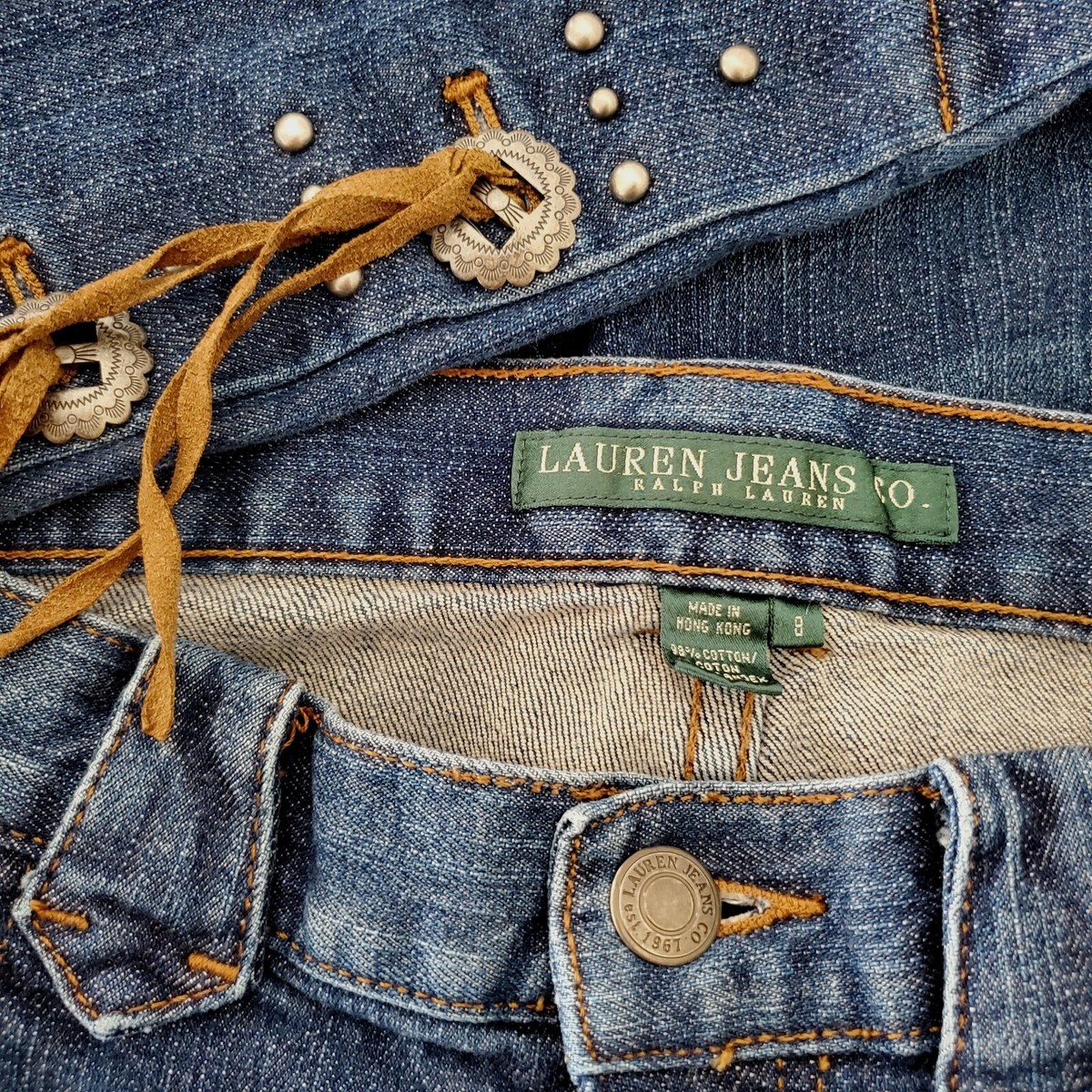 パンツ Ralph Lauren fringe concho design denim LAUREN JEANS CO RALPH LAUREN Sz 8 Denim Jeans Concho Fringe