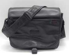TUMI Alpha Black Leather Messenger Bag Laptop...