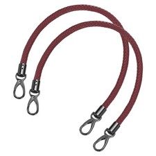 2Pcs 60cm Short Leather PU Braided Purse Replacement Handle - Dark Red, Black