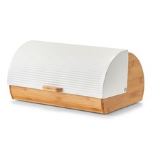 Caja de pan Zeller bambú/metal blanco 39x27x19 cm