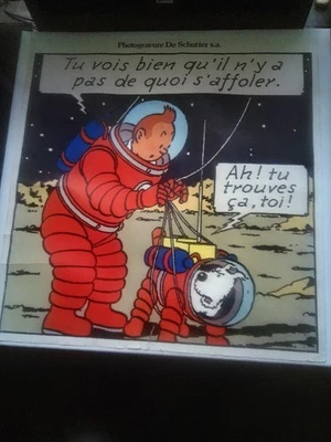 Hergé . Affiche . Tintin sur la Lune . 50x50 Cm . Photogravure . Schutter. 1979 - Photo 1/2