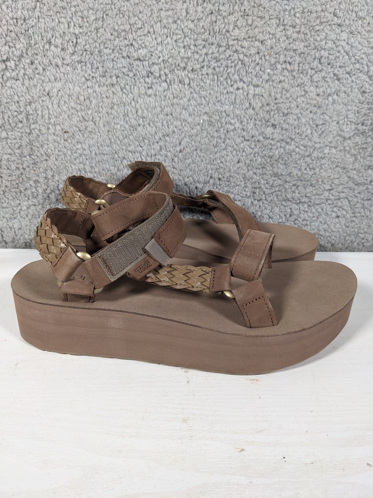 Teva Brown Flatform Universal Interweave Sandals … - image 2