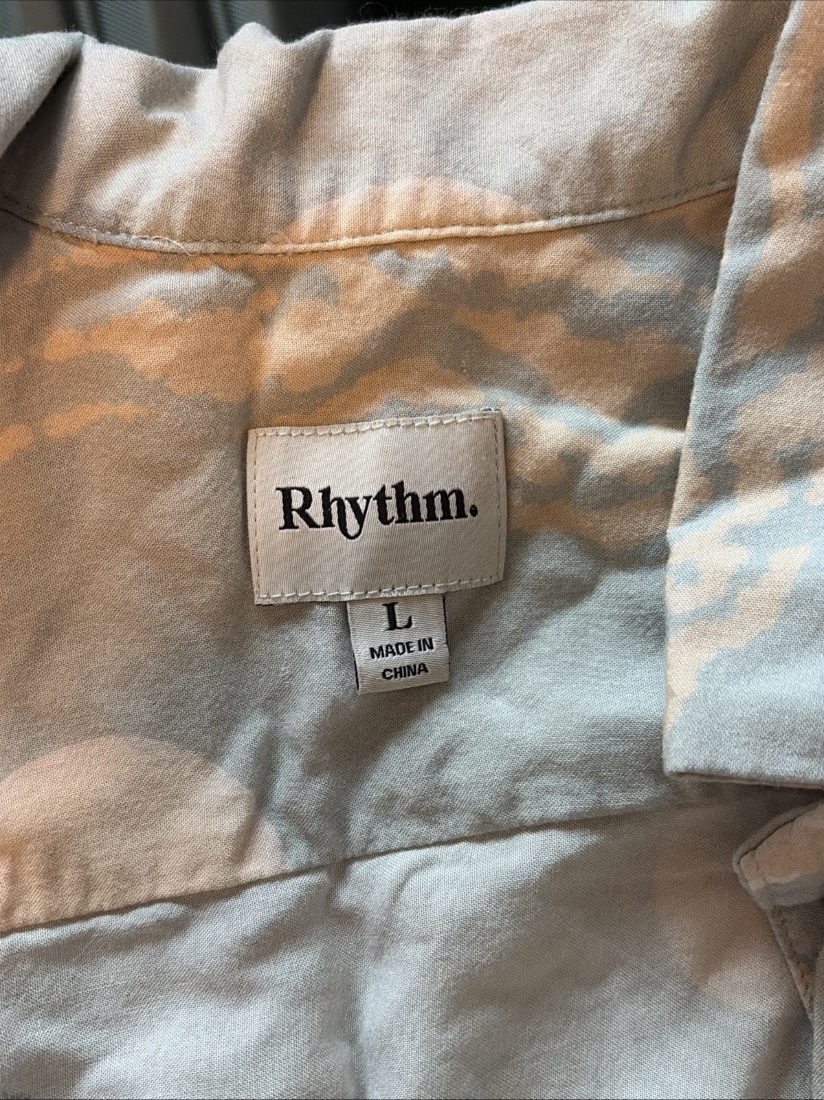 USED Rhythm Trade Winds Cuban Shirt Men’s Size Large Sea Foam