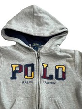 Polo Ralph Lauren Boys Fleece Full Zip Hoodie Grey Size 4 Corduroy Logo