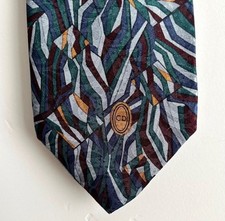 Christian Dior Tie Monsieur Blue Gold Geometric Vintage Classic Made in USA