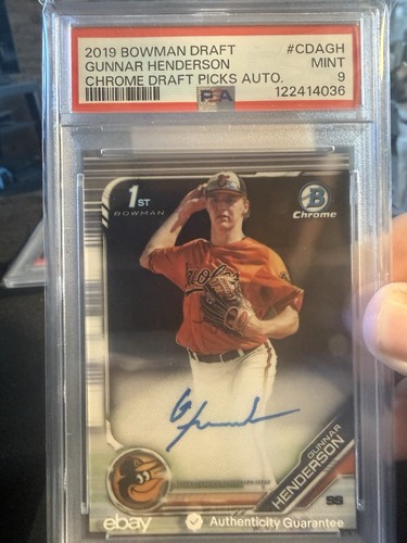 2019 Bowman Draft Chrome Draft Pick Autographs Gunnar Henderson #CDA-GH PSA 9
