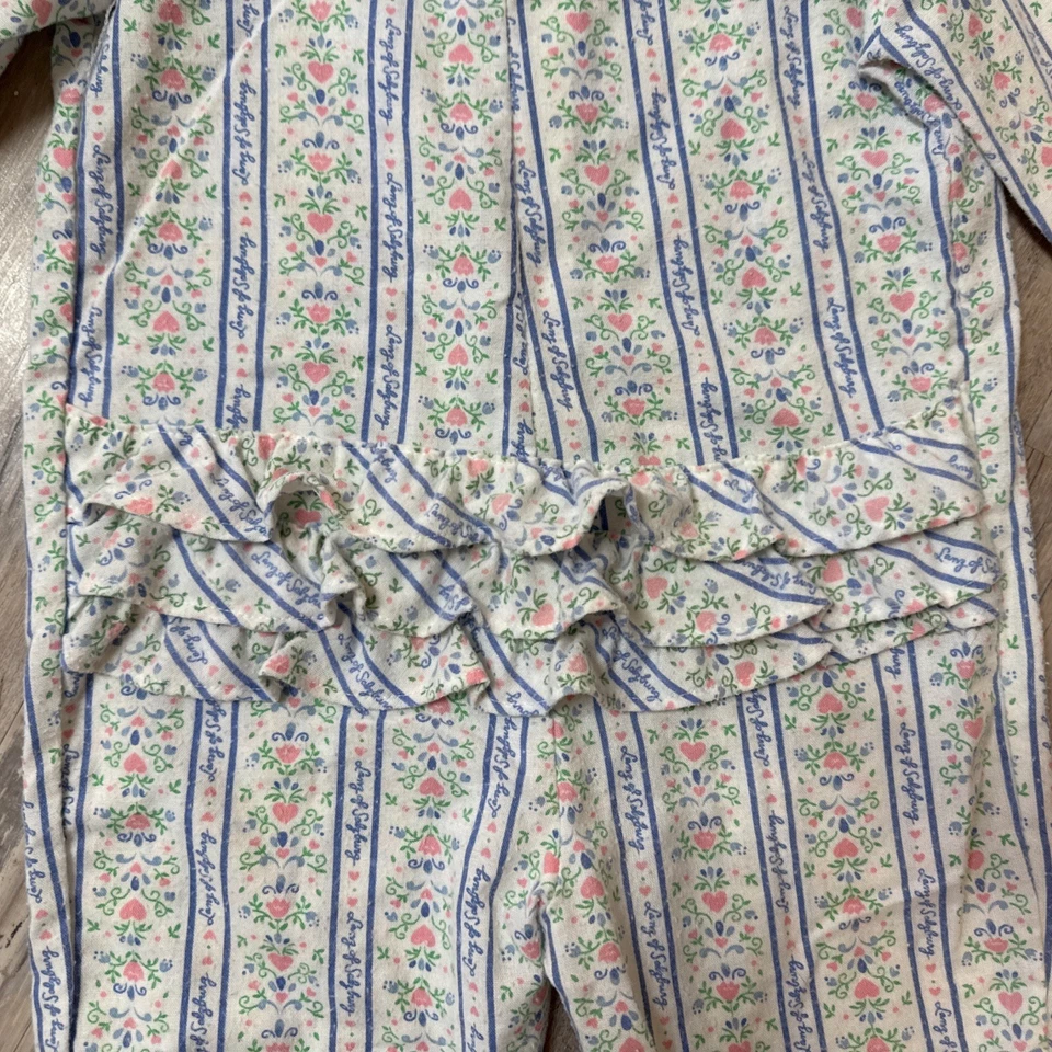 VTG Lanz of Salzburg Girl's Floral Romper Pajama Peasant Cottagecore Ruffle Butt - Image 4 of 4