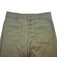 NWT Goop Tyler Utility High Waisted Wide Leg Button Fly Pants Olive Green Size 8