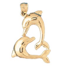 Dolphin Charm Pendant 14k Gold