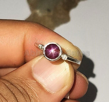 100 Natural Star Ruby And Diamond Handmade 925 Sterling Silver Ring