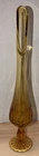 Fenton Valencia Swung Glass Vase 13” MCM Amber Glass