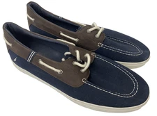 Nautica Spinnaker Mixed-Media Boat Shoe Navy Men's Size 13 Blue Brown