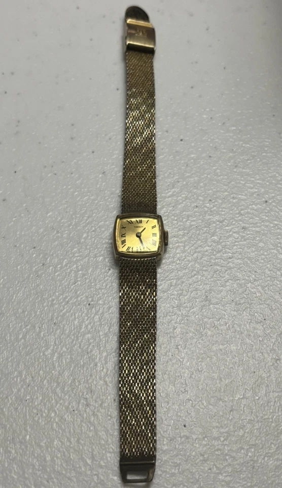 Винтажные женские механические часы Tissot 1970-е с золотым покрытием 10 карат не работают - Изображение 3 из 4