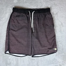Vuori Men Size Large Kore Shorts Purple Geometric Pull On Athleisure FLAW