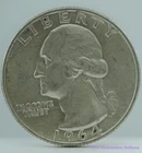 Vintage 1964 D UNITED STATES US President Washington Silver Quarter Coin