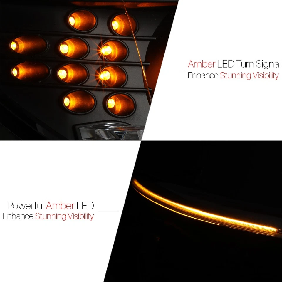 Fits 2004-2007 BMW E60 {DUAL 3D HALO/LED SIGNAL/DRL} Black Projector Headlight - Image 3 of 4