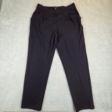 Eileen Fisher Black Tencel Lyocell Blend Pleated Tapered Pants Womens Medium