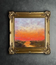 Original Oil Painting Sunset Painting Landscape