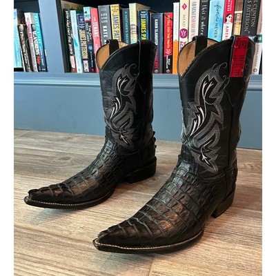 Botas Fama Black Caiman Leather Western Boots Men's MX 26.5 US 8.5 Snip Toe