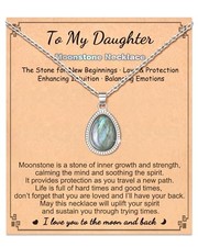 Crystal Pendant Necklace for Women Teen Girls, Moonstone-To My Daughter
