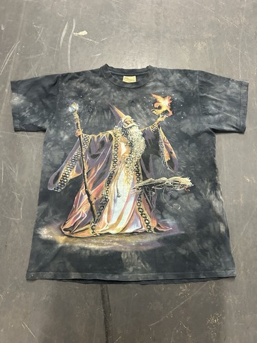 Vintage The Mountain Men’s T Shirt Size Large “Wizard” Liquid Blue Style AOP