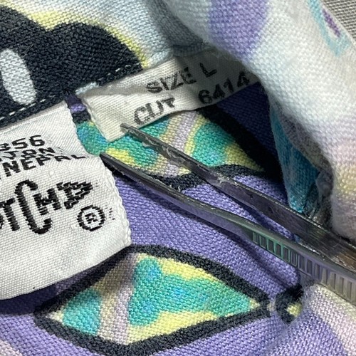 Vintage GOTCHA Surfer Aztec Gecko Button Up Made in Nepal Mens XL Short Sleeve - Picture 7 of 10
